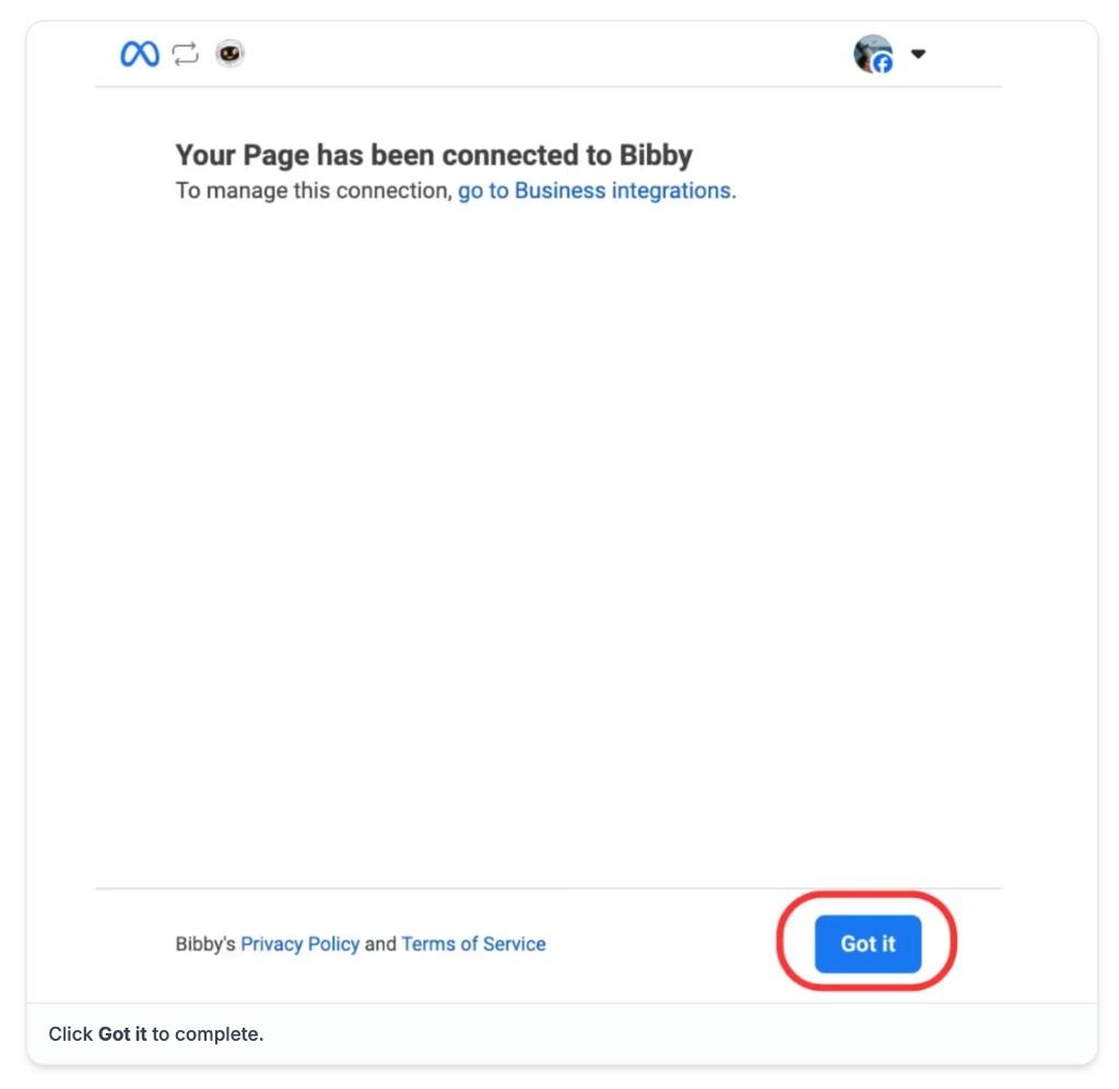 Your Page has been connected to Bibby