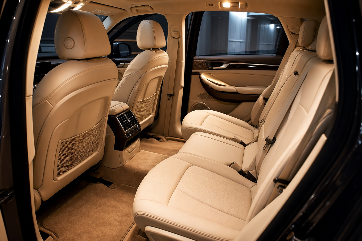 Restored leather interior with deep cleaned seats and dashboard