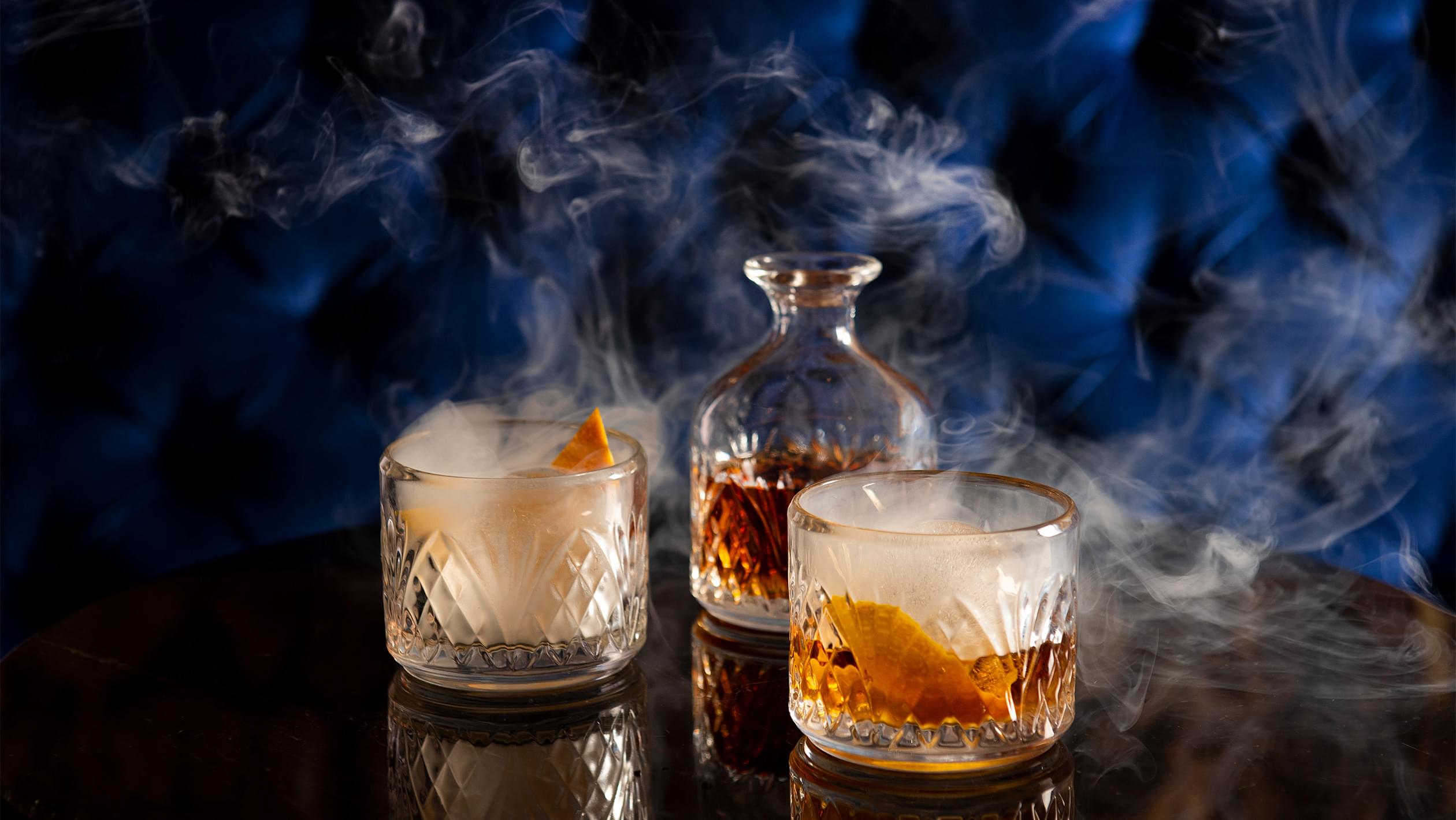 Craft cocktails on bar